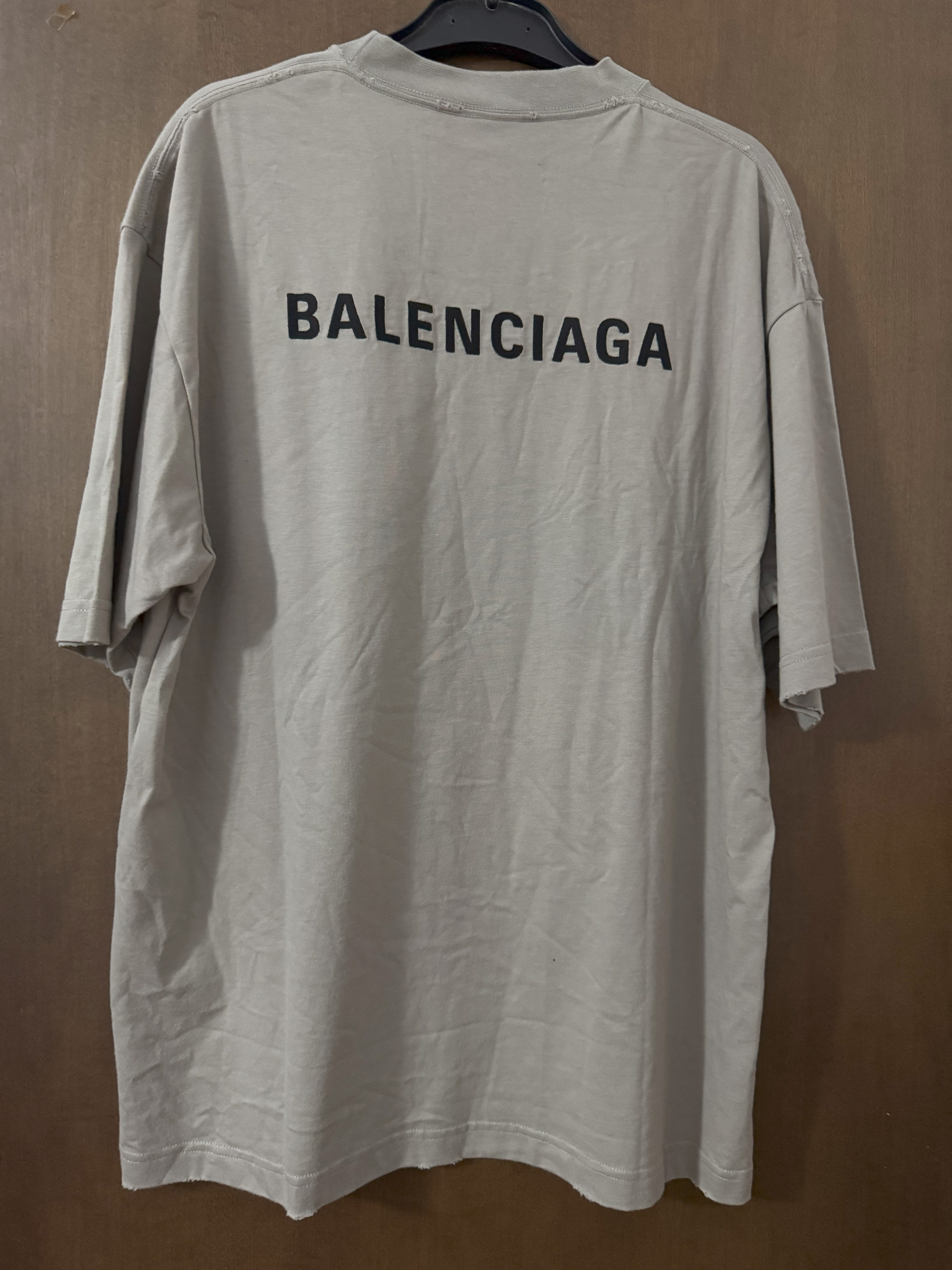 Balenciaga T-shirt – Front & Back Logo with Distressed Effect